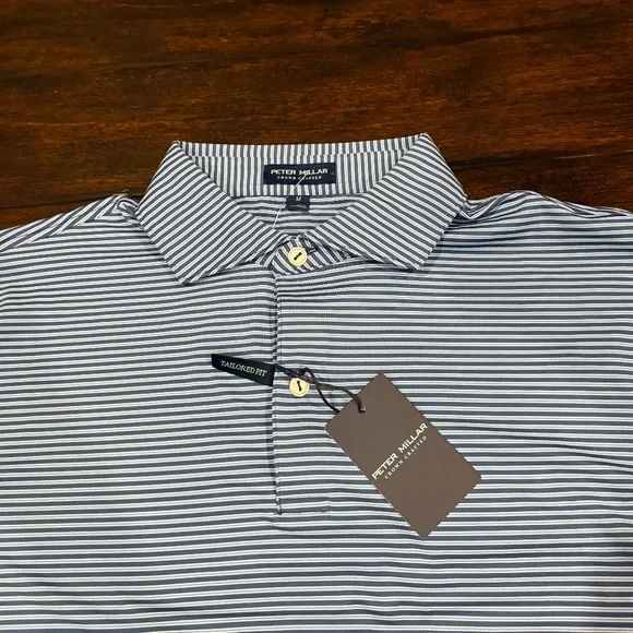Peter Millar Men's Medium Ocean Blue Ambrose Performance Jersey Polo MSRP $115 - Picture 2 of 7